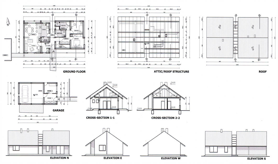 desain rumah sederhana - Membuat Detail Denah dengan Notasi, Ukuran Beserta Arsitektural Lainnya