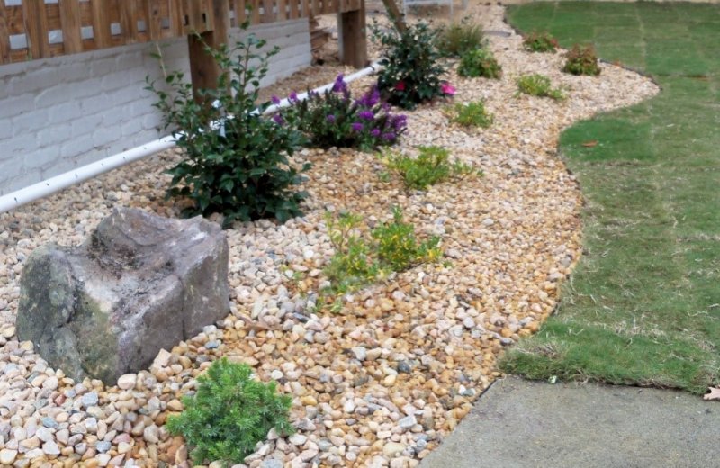 17. Modern Stone Gravel Planted Beds