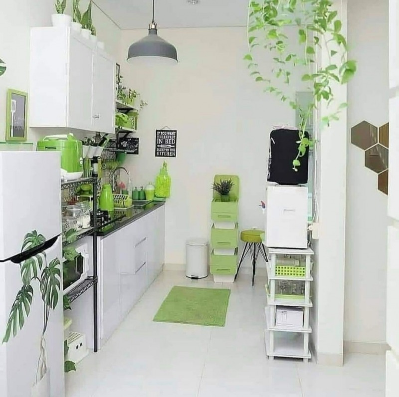 dapur warna putih hijau
