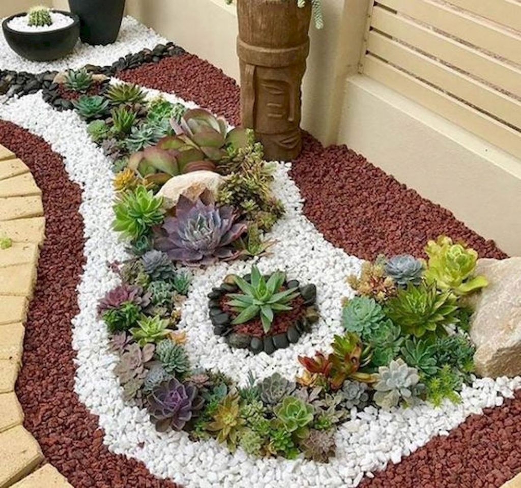 Desain Taman Minimalis dari Batu dan Succulent