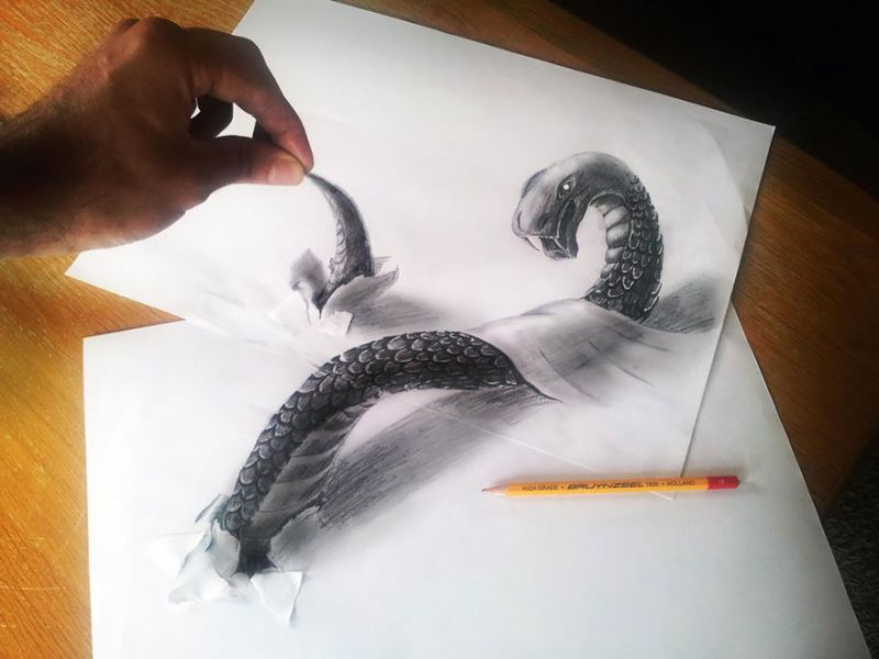 contoh gambar 3 dimensi ular