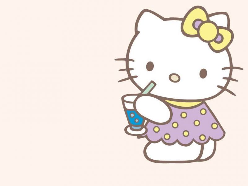 Background Hello Kitty lucu minum