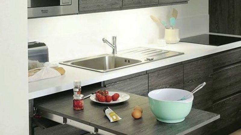 dapur minimalis dengan furnitura tersembunyi