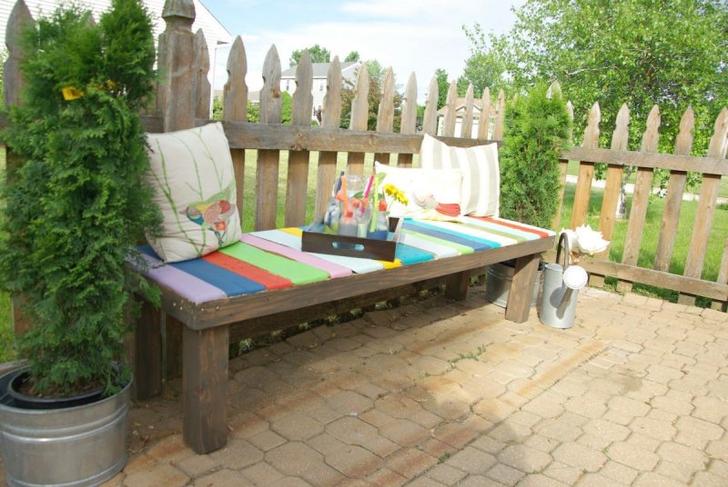 15. Colorful Garden Bench