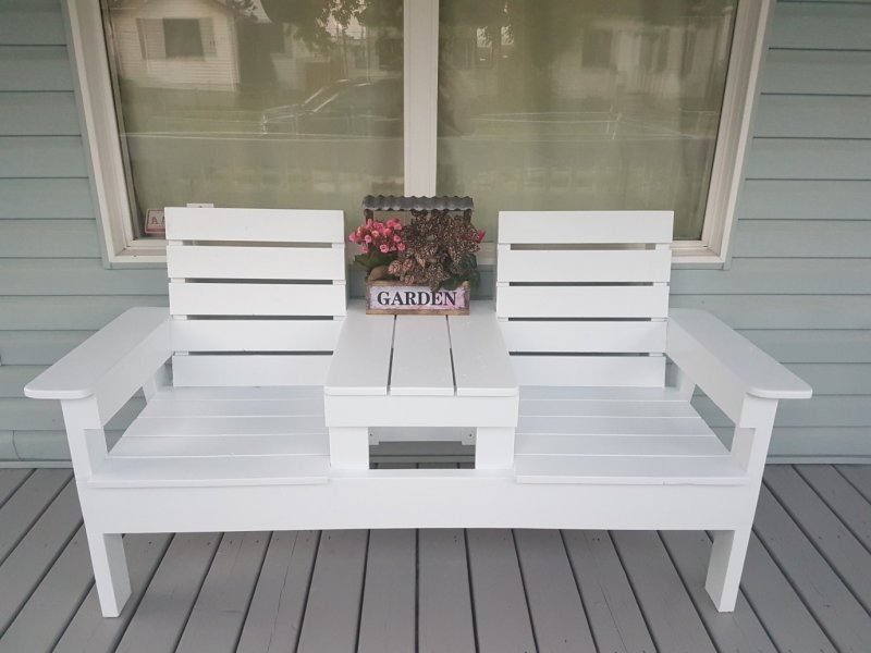 22. Double Chair Bench with a Shared Table