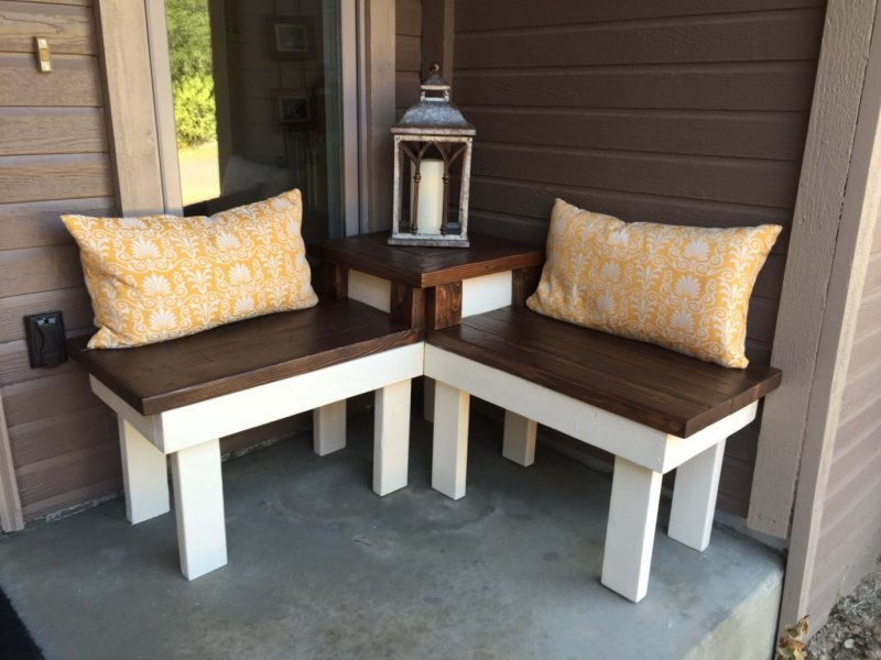 6. Modern Corner Bench with a Side Table