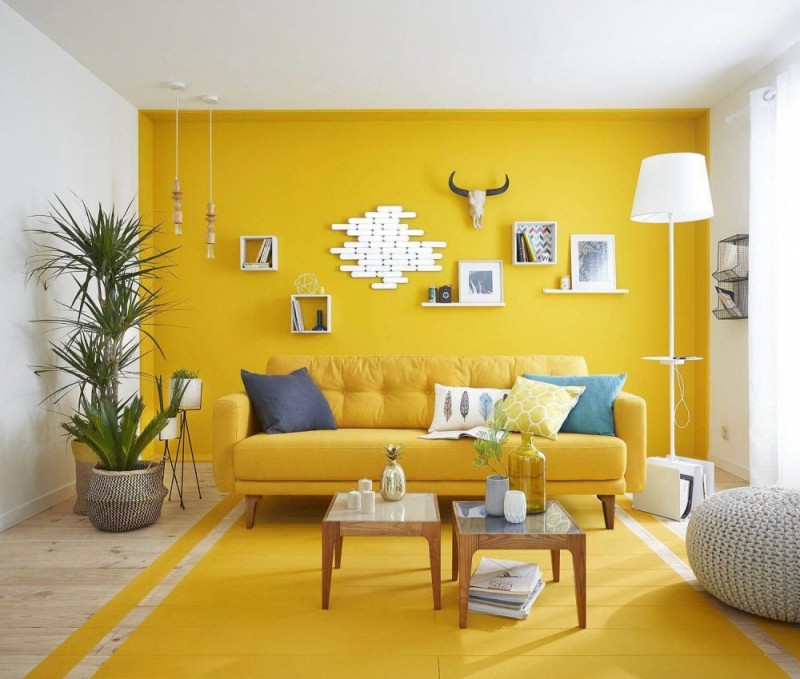 Warna Cat Interior Rumah Kuning Berpadu dengan Putih