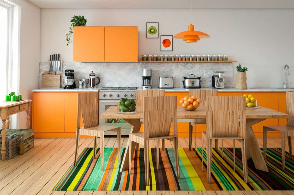 Desain Dapur Unik Berwarna Orange dan Putih